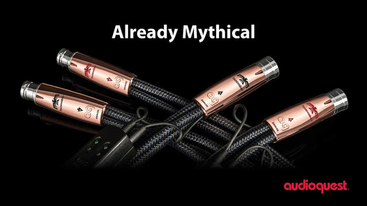 AudioQuest "Already Mythical" digital advertisement featuring ThunderBird analog interconnects.
