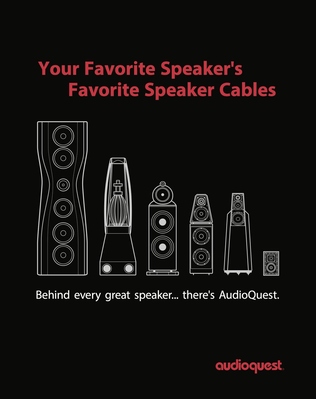AudioQuest "Your Favorite Speaker’s Favorite Speaker Cables" full page advertisement.