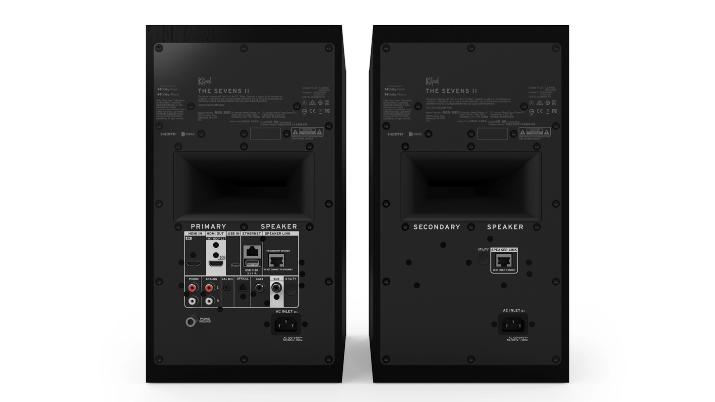 Klipsch The Sevens II Powered Stereo Speakers with HDMI ARC, Built-In Phono Preamp, and Bluetooth — Pair