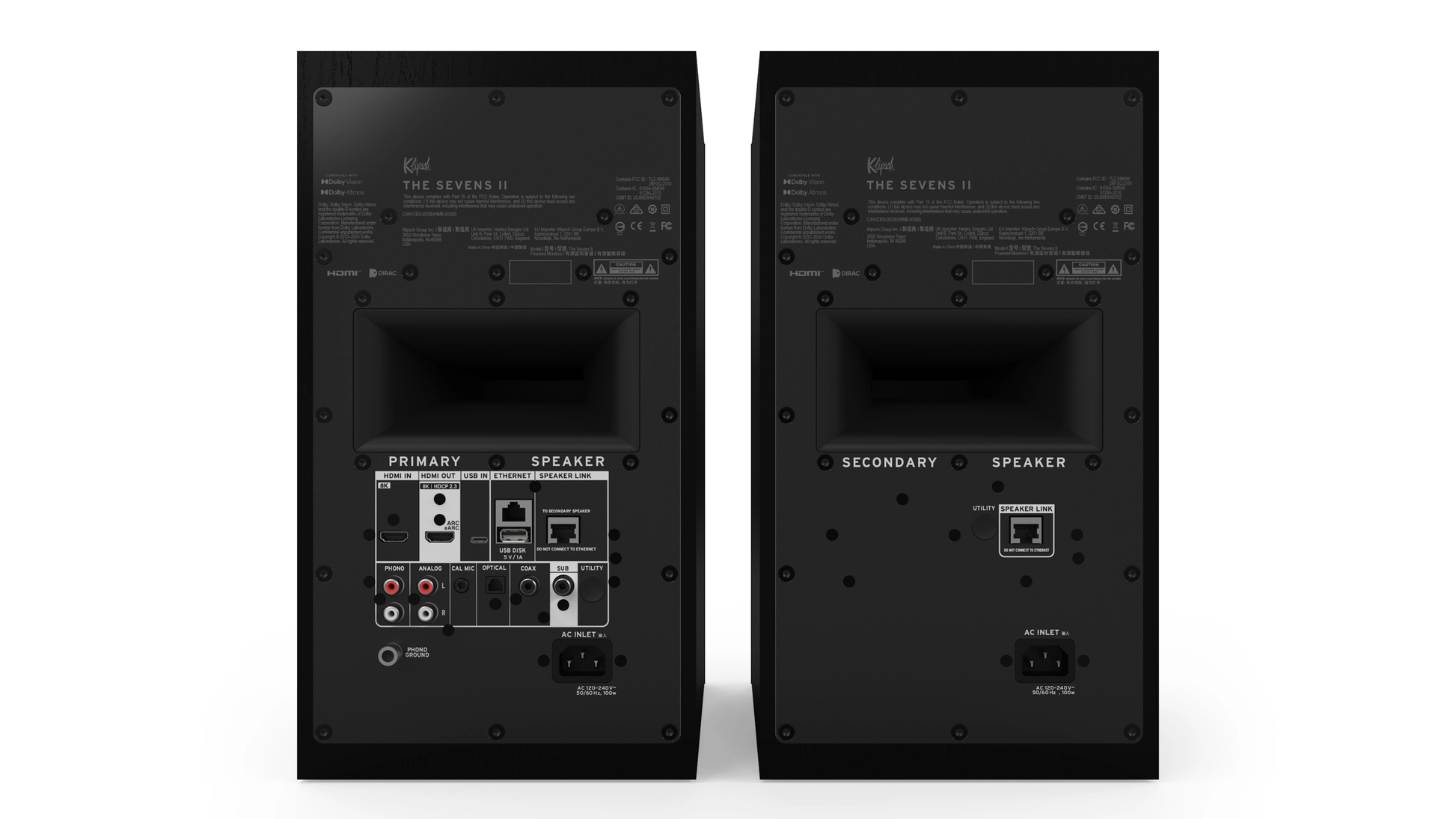 Klipsch The Sevens II Powered Stereo Speakers with HDMI ARC, Built-In Phono Preamp, and Bluetooth — Pair