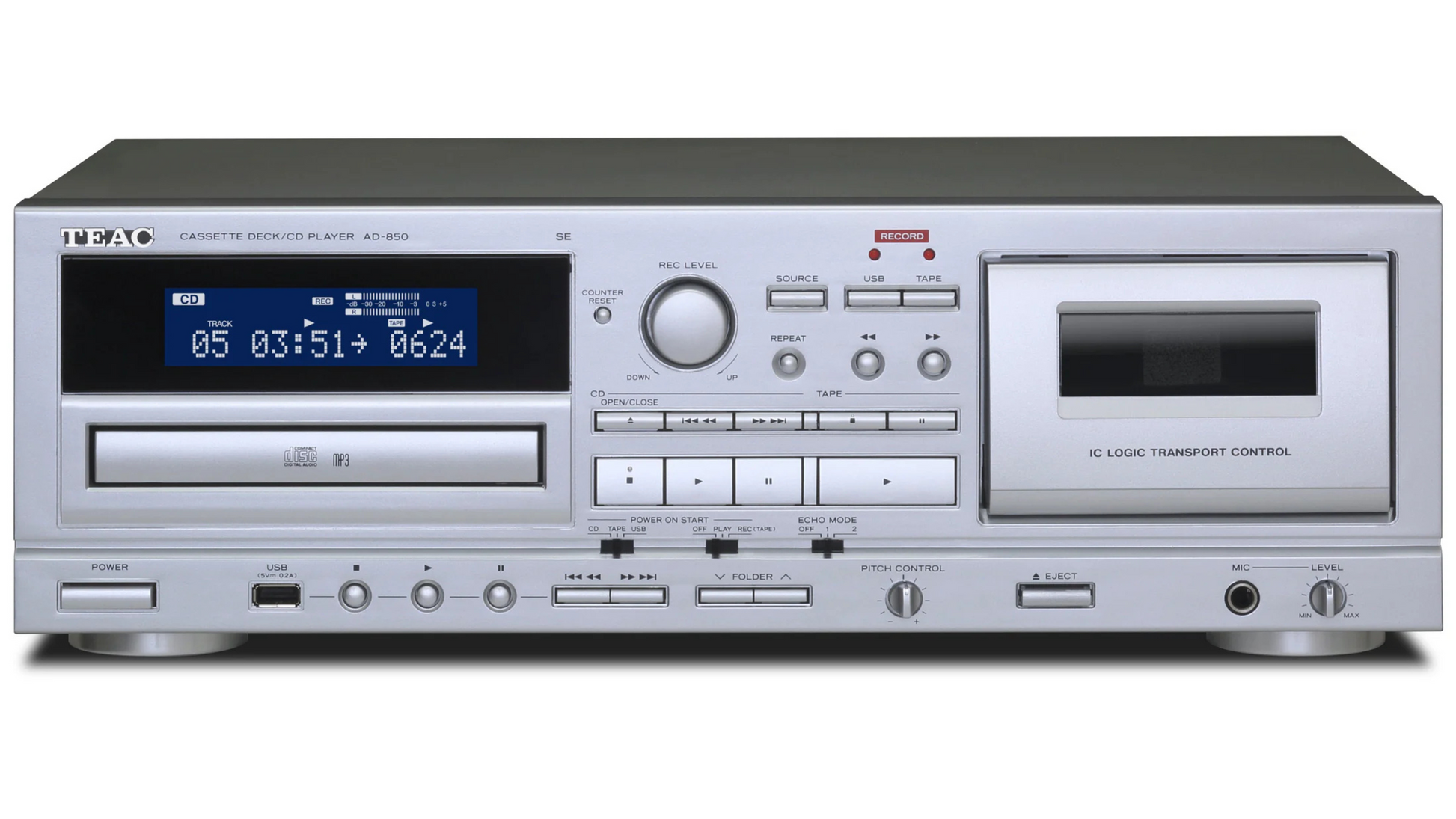 TEAC Audio AD-850-SE Cassette Deck CD Player Silver