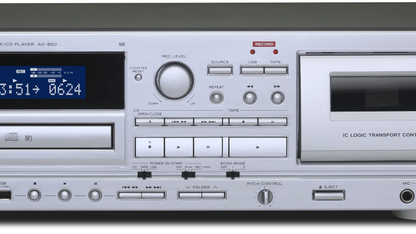 TEAC Audio AD-850-SE Cassette Deck CD Player Silver