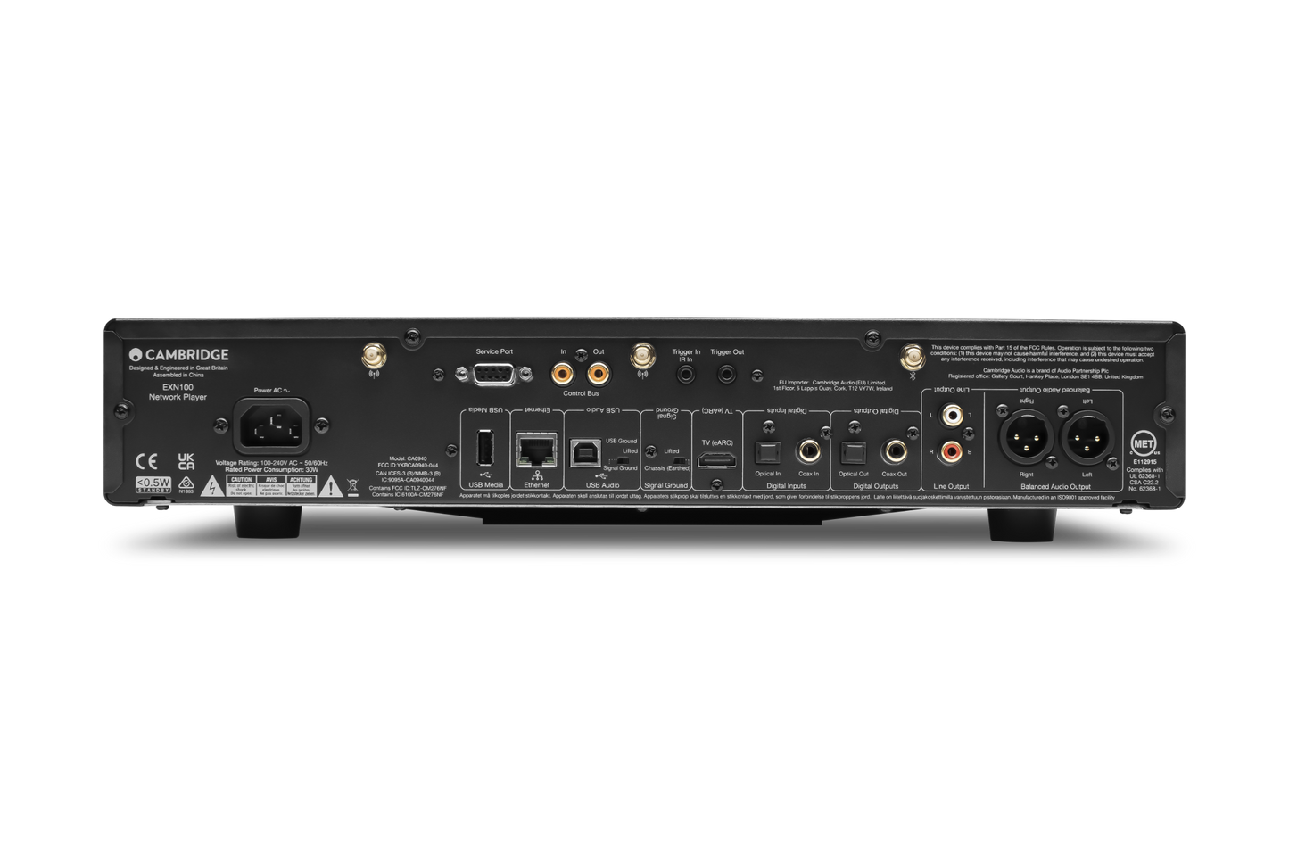 Cambridge Audio EXN100 Network Player Back Panel Rear Inputs Outputs