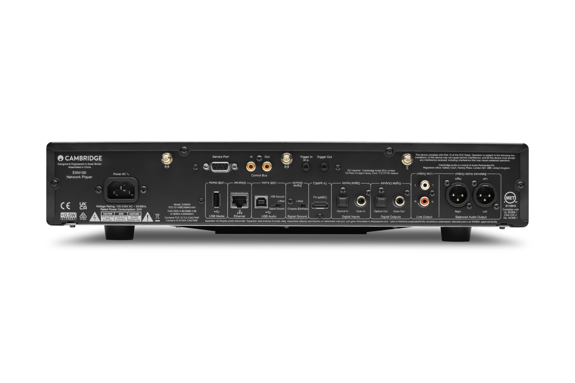 Cambridge Audio EXN100 Network Player Back Panel Rear Inputs Outputs