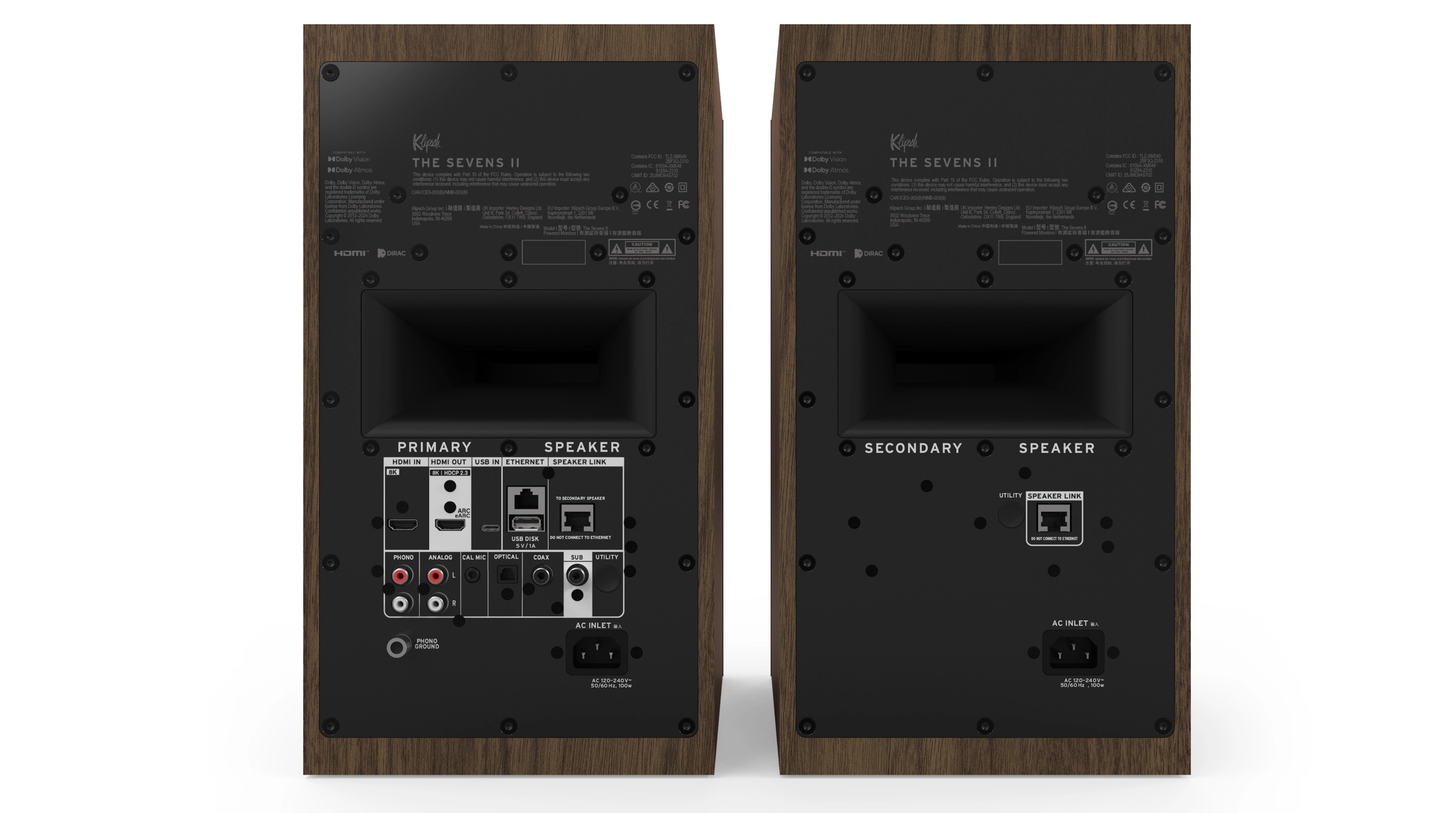 Klipsch The Sevens II Powered Stereo Speakers with HDMI ARC, Built-In Phono Preamp, and Bluetooth — Pair