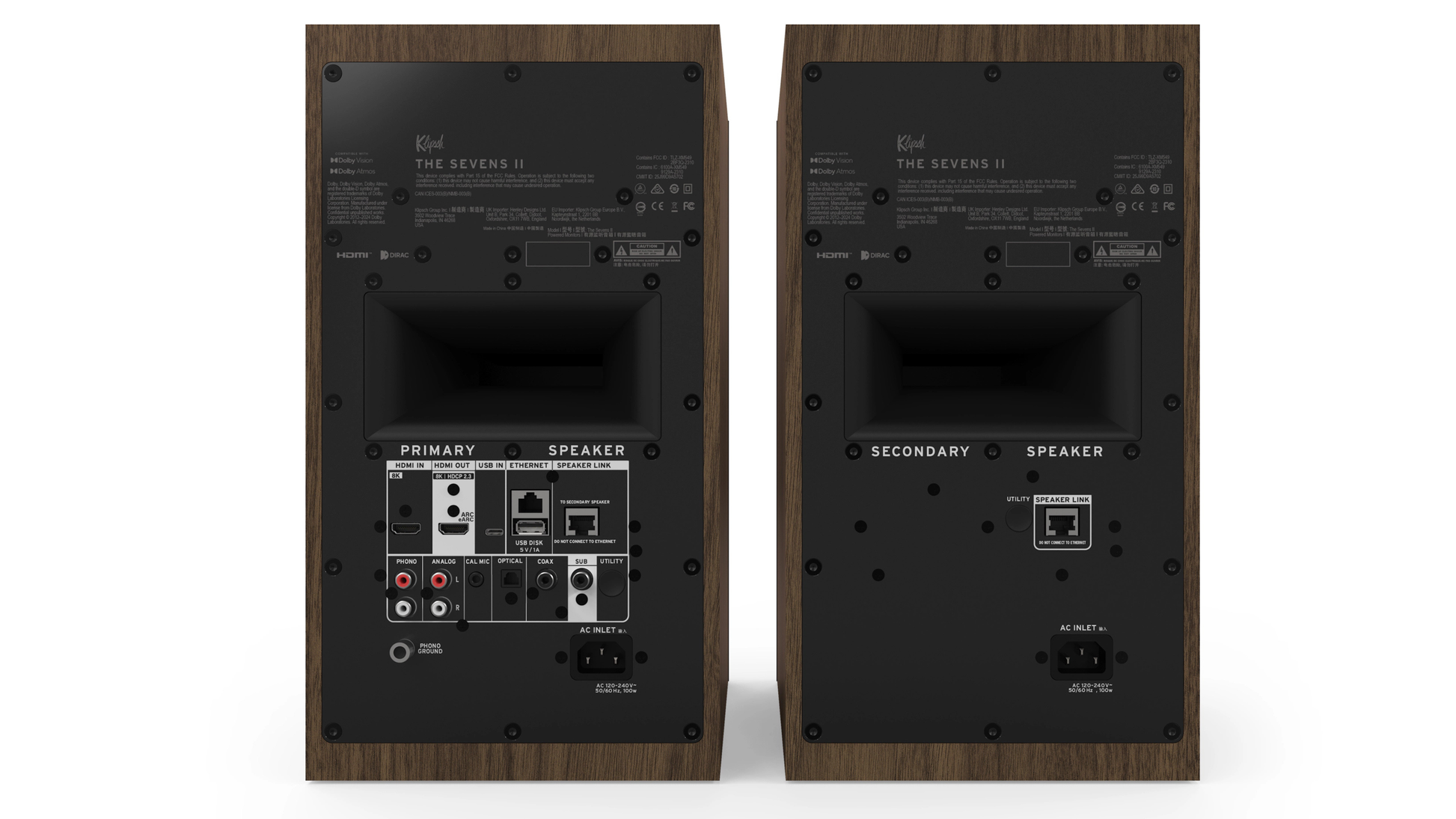 Klipsch The Sevens II Powered Stereo Speakers with HDMI ARC, Built-In Phono Preamp, and Bluetooth — Pair