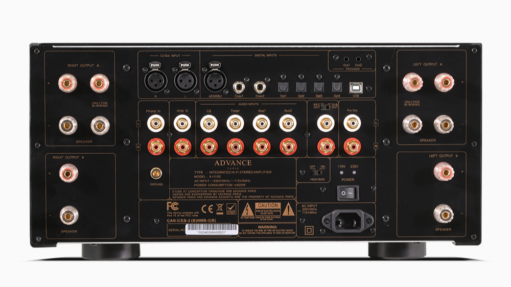 Advance Paris X-i1100 Classic Integrated Amplifier Back Inputs Outputs