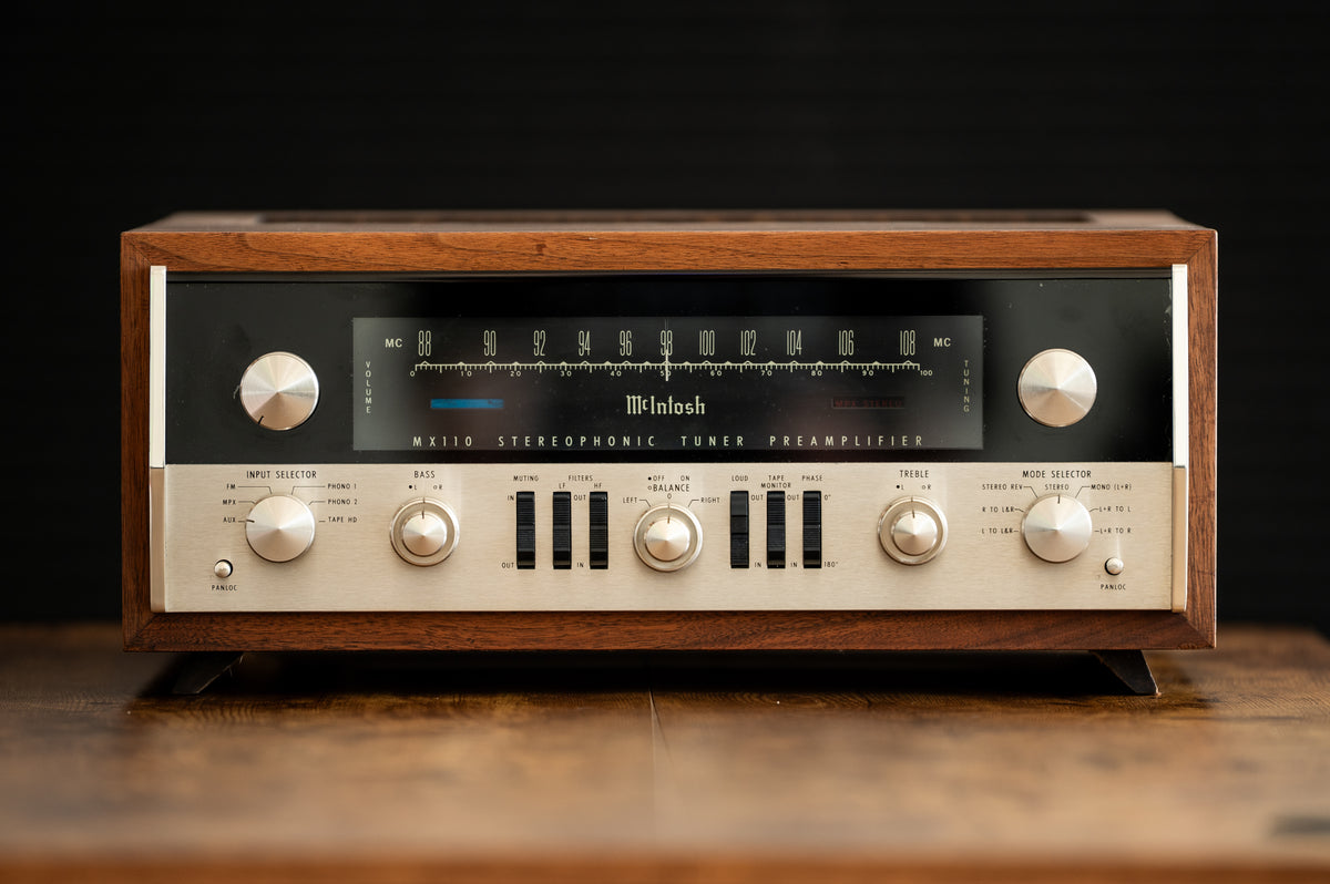 McIntosh MX110Z Stereo Tube Tuner Preamplifier with Wood Cabinet (Used) – Vintage