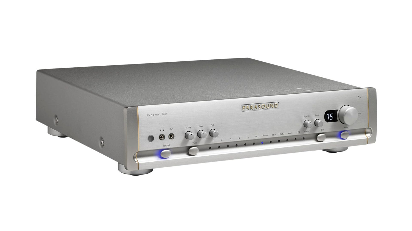 Parasound HALO P6 Preamp silver_angle