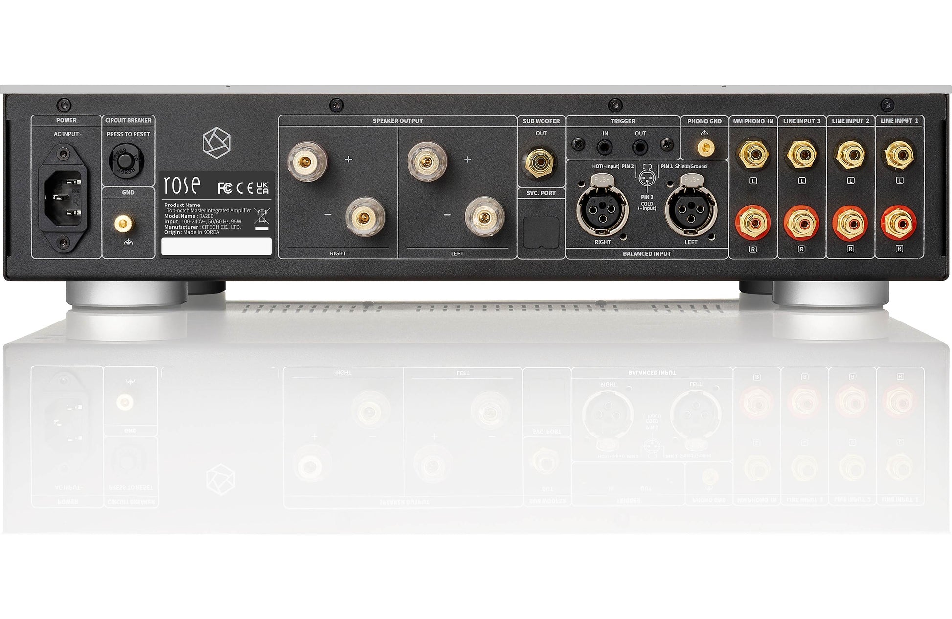 HiFi Rose RA280 Integrated amplifier Back Inputs Outputs