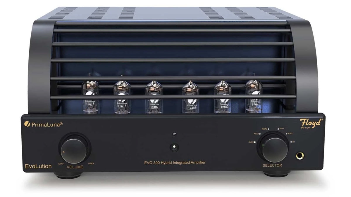 PrimaLuna EVO 300 Hybrid Integrated Amplifier in black, front view