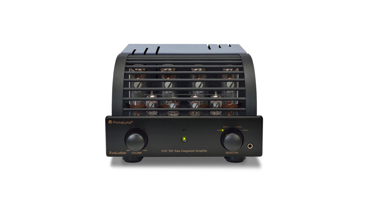 PrimaLuna EVO 100 Tube Integrated Amplifier in black, front view