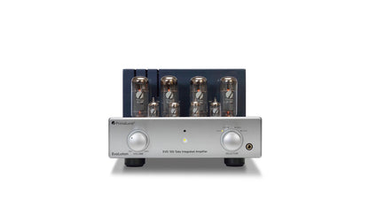 PrimaLuna EVO 100 Tube Integrated Amplifier in silver, front view