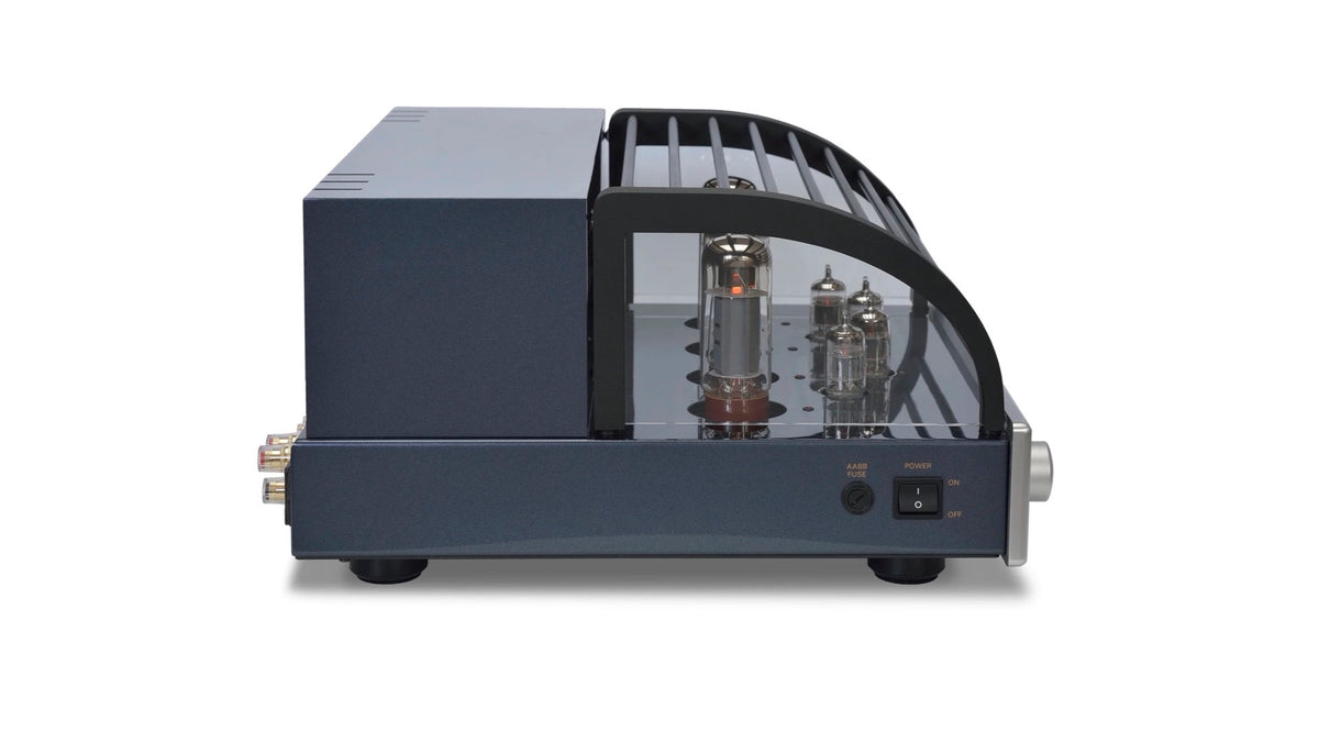 PrimaLuna EVO 200 Tube Integrated Amplifier in silver, angled view