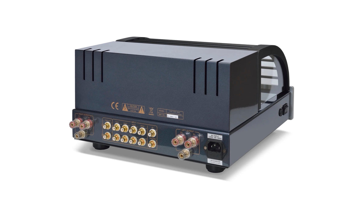 PrimaLuna EVO 200 Tube Integrated Amplifier in silver, angled view