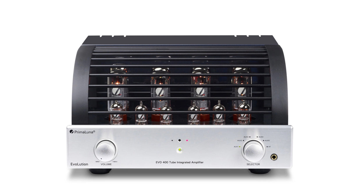 PrimaLuna EVO 400 Tube Integrated Amplifier in silver, detail view