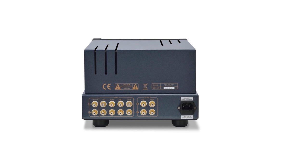 PrimaLuna EVO 100 Tube Preamplifier in silver, rear view