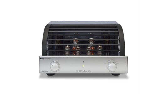 PrimaLuna EVO 200 Tube Preamplifier in silver, front view