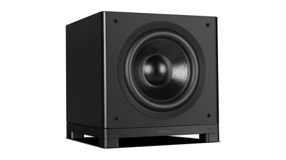 Wharfedale NOVA 12 powered subwoofer, three-quarter view from the other side, grille off