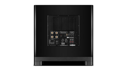 Wharfedale NOVA 12 powered subwoofer, rear panel with amplifier, RCA and speaker-level inputs and controls
