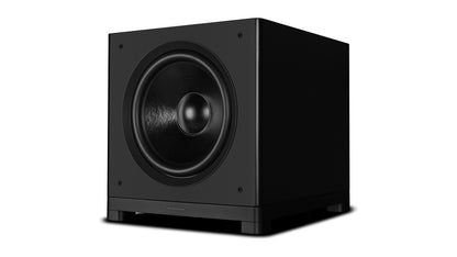 Wharfedale NOVA 15 powered subwoofer, three-quarter view with the grille off