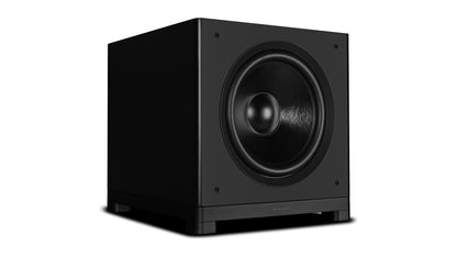 Wharfedale NOVA 15 powered subwoofer, three-quarter view from the other side, grille off