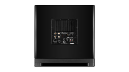 Wharfedale NOVA 15 powered subwoofer, rear panel with amplifier, RCA and speaker-level inputs and controls